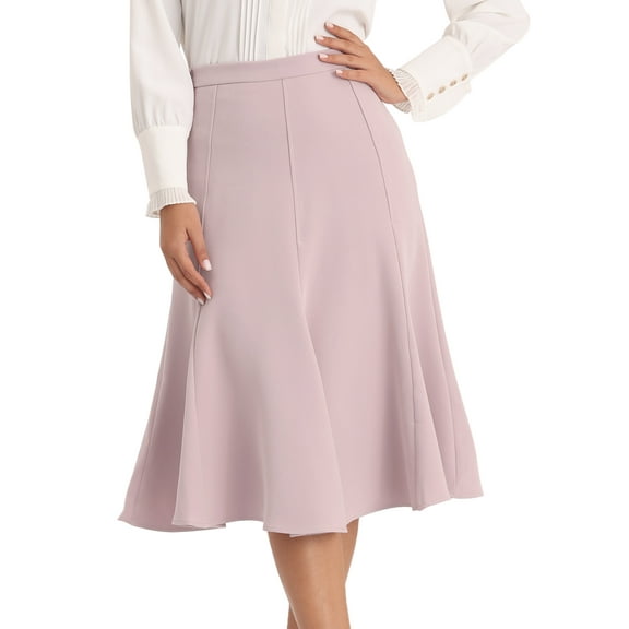 INSPIRE CHIC Women's Below Knee Lenght High Waist Fishtail Office Midi Skirt 2XL Pink