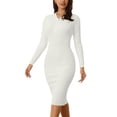 thumbnail image 1 of Hobemty Women's Bodycon Midi Dress Button Front Basic Knitted Sheath Dress, 1 of 6