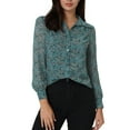 thumbnail image 1 of INSPIRE CHIC Women's Elegant Floral Point Collar Long Sleeve Button Down Shirts, 1 of 6