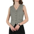thumbnail image 1 of INSPIRE CHIC Women's Formal Button Down V Neck Vintage Striped Waistcoat Vest S 1, 1 of 4