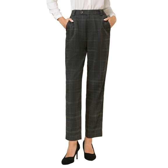 INSPIRE CHIC Women's Houndstooth Pant for Professional and Stylish Office Look Wear XL Dark Grey