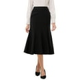 thumbnail image 1 of INSPIRE CHIC Women's Midi Mermaid Skirt Work High Elastic Waisted Fishtails Skirts S Black, 1 of 5