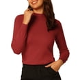 thumbnail image 1 of Hobemty Women's Mock Neck Blouse Long Sleeve Basic Knitted Tops, 1 of 6