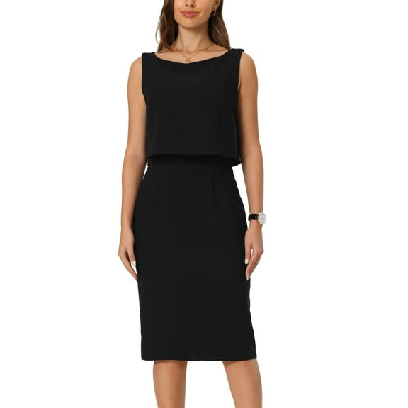 INSPIRE CHIC Women's Office Sheath Dresses Laye Sleeveless Work Pencil Dress