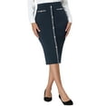 thumbnail image 1 of INSPIRE CHIC Women's Bodycon Pencil Skirt High Waist Stretchy Knee Length Office Work Skirts 2XL Dark Blue, 1 of 7