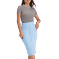 thumbnail image 1 of INSPIRE CHIC Women's Bodycon Pencil Skirt High Waist Stretchy Knee Length Office Work Skirts 2XL Sky Blue, 1 of 6