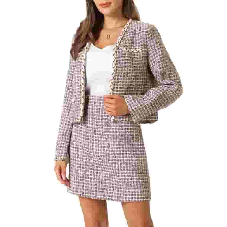 Tweed Jacket Yellow Plaid Skirt And Blazer Wedding Classic Tweed