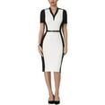 thumbnail image 1 of INSPIRE CHIC Women's Sheath Dress Contrast Color  Pencil Dresses L White Black, 1 of 6