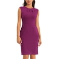 thumbnail image 1 of INSPIRE CHIC Women's Sheath Dress Pleated Neck Pencil Wear-to-Work Dresses XL Purple Red, 1 of 6