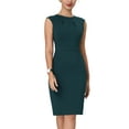 thumbnail image 1 of INSPIRE CHIC Women's Sheath Dress Pleated Neck Pencil Wear-to-Work Dresses 2XL Green, 1 of 7