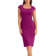 thumbnail image 1 of INSPIRE CHIC Women's Bodycon Pencil Dress Cap Sleeve Formal Work Knee Length Sheath Dresses M Purple Red, 1 of 6