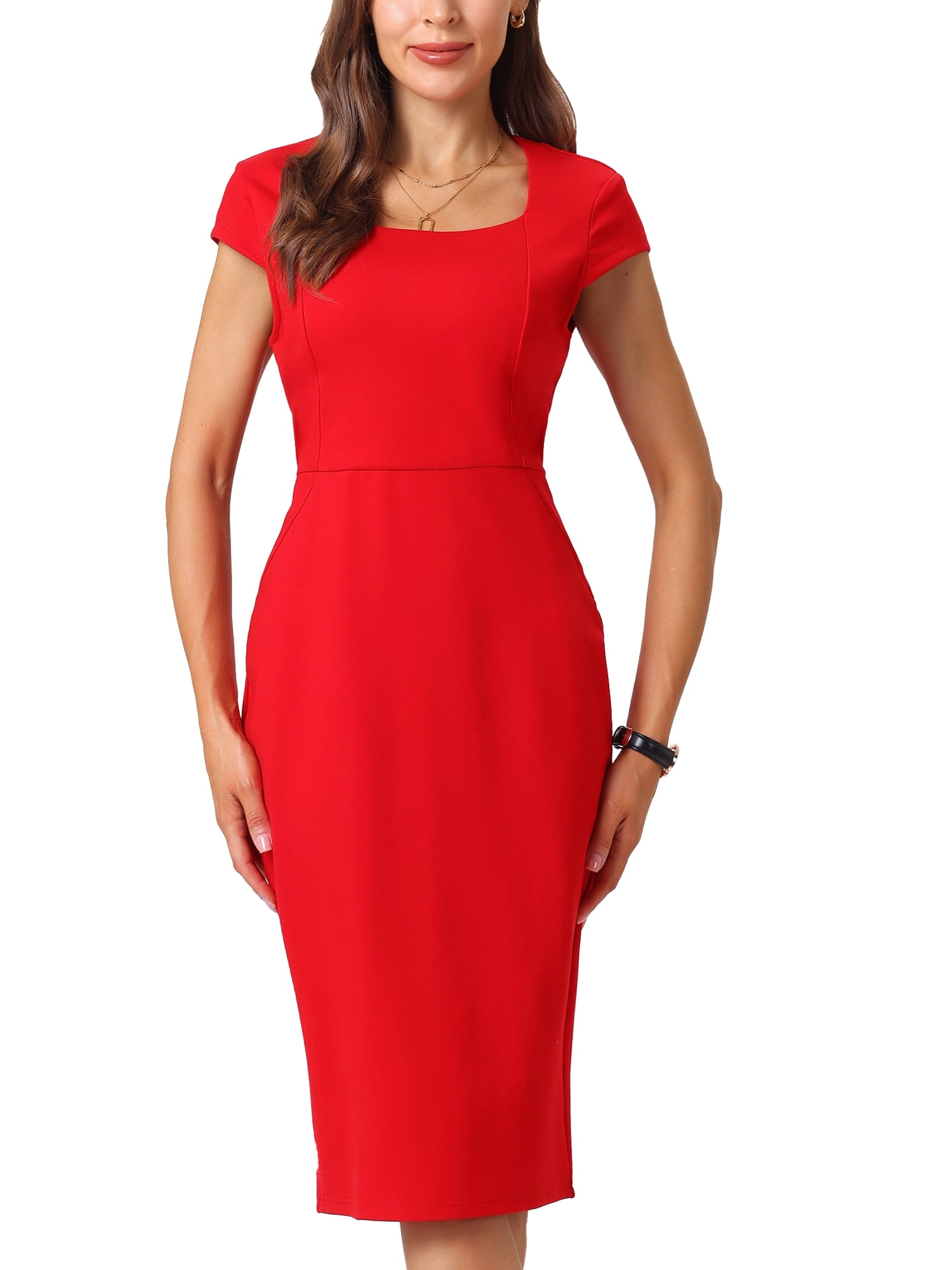 Pencil Formal Dress Work Wear Business Party Lace Knee Length Shealth Bodycon Dress