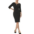 thumbnail image 1 of INSPIRE CHIC Women's Sheath Dress Zipper Neck Pencil Wear-to-Work Dress 2XL Black, 1 of 7
