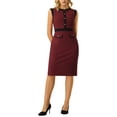 thumbnail image 1 of INSPIRE CHIC Women's Sheath Dresses Office Sleeveless Contrast Color Pencil Dress, 1 of 5