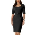 thumbnail image 1 of INSPIRE CHIC Women's Sheath Dresses with Belt Vintage Sweetheart Neck Pencil Dress, 1 of 6