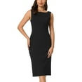thumbnail image 1 of INSPIRE CHIC Women's Boat Neck Sleeveless Midi Formal Dress S Black, 1 of 6