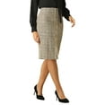 thumbnail image 1 of INSPIRE CHIC Women's Tweed Skirt Elegant High Waist Button Decor Knee Length Office Pencil Skirts, 1 of 5