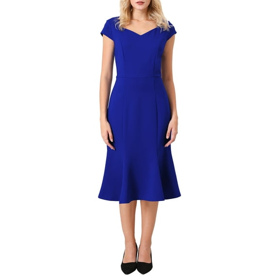 INSPIRE CHIC Women's Vintage Dresses Cap Sleeve Sweetheart Neck Fishtail Dress