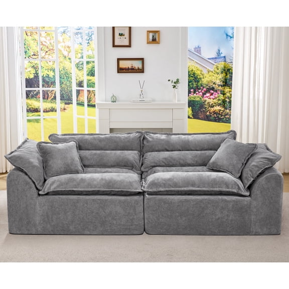Hobestluk 104" Sectional Sofa Couches 3 Seater Modular Sofa, Boneless Couch, Cloud Couch with Removable Cushion, Modular Sectional Couches for Living Room(Grey)