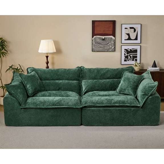 Hobestluk 104" Sectional Sofa Couches 3 Seater Modular Sofa, Boneless Couch, Cloud Couch with Removable Cushion, Modular Sectional Couches for Living Room(Grey)