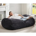 thumbnail image 1 of Hobestluk 5FT Bean Bag Chairs Adult Bean Bag with Portable Handle Comfy Large Bean Bag Lounge Chair with Removable Cover for Living Room Bedroom (Stripe Dark Grey, 5FT), 1 of 9