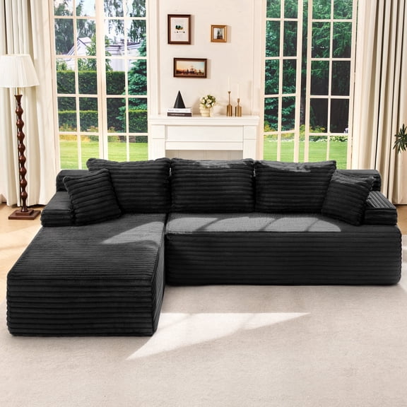 Hobestluk 108" Modular L-Shape Sectional Sofa, 3 Seat Cloud Couch with Memory Foam, Oversized Chaise Sofa for Living Room (Left Facing)