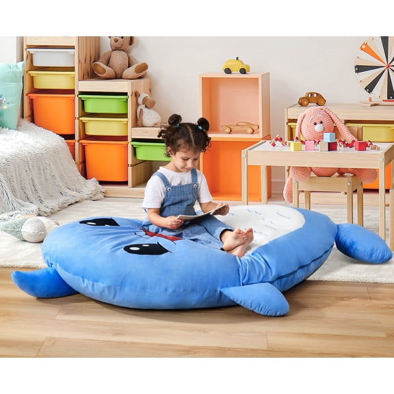 Hobestluk 5FT Bean Bag Pad for Kids, Blue Dolphin Beanbag Chair Lounger for Living Room Bedroom Playroom, Full