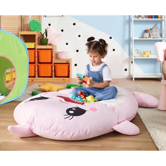 Hobestluk Bean Bag Pad Beanbag Chair for Kids Sleeping Mat Bean Bag Cushion, Pink Dolphin Beanbag Lounger for Living Room Bedroom and Playroom, Full