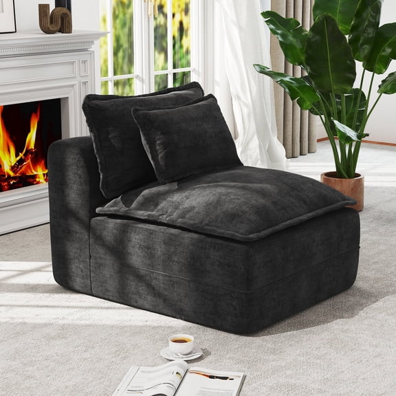 Hobestluk Cloud Middle Single Sofa L Shaped Sofa with Removable Cover Memory Foam Couch with Deep Seat for Living Room (Dark Grey, Middle Single Sofa)