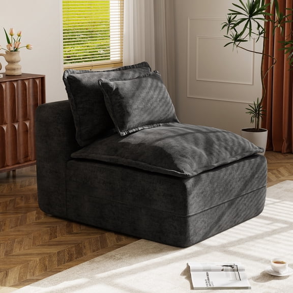 Hobestluk Cloud Middle Single Sofa L Shaped Sofa with Removable Cover Memory Foam Couch with Deep Seat for Living Room (Dark Grey, Middle Single Sofa)