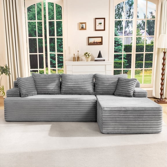 Hobestluk 8FT Modular L-Shape Sectional Sofa, 3 Seat Cloud Couch with Memory Foam, Oversized Chaise Sofa for Living Room (96" Right Facing)