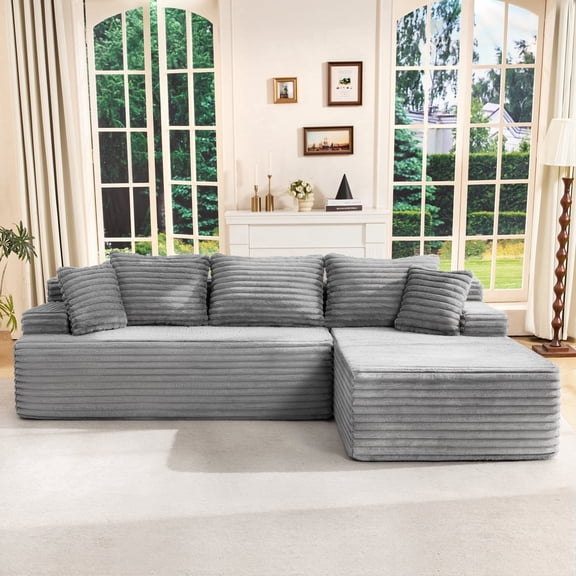 Hobestluk 96“ Modular L-Shape Sectional Sofa, 3 Seat Cloud Couch with Memory Foam, Oversized Chaise Sofa for Living Room (96" Right Facing)