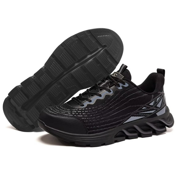 Hobibear Steel Toe Shoes for Men Work and Safety Footwear Shoes for Construction Warehouse Black