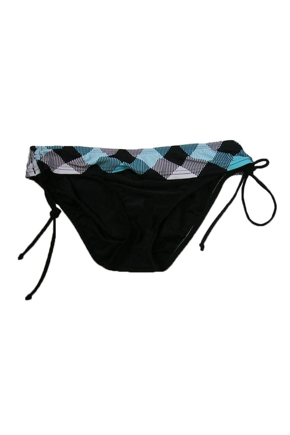 Women's Striped Blue Banded Bikini Bottom with Tie Sides