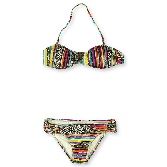 Hobie Womens Printed Middle Gather 2 Piece Bandeau, Multicoloured, Small