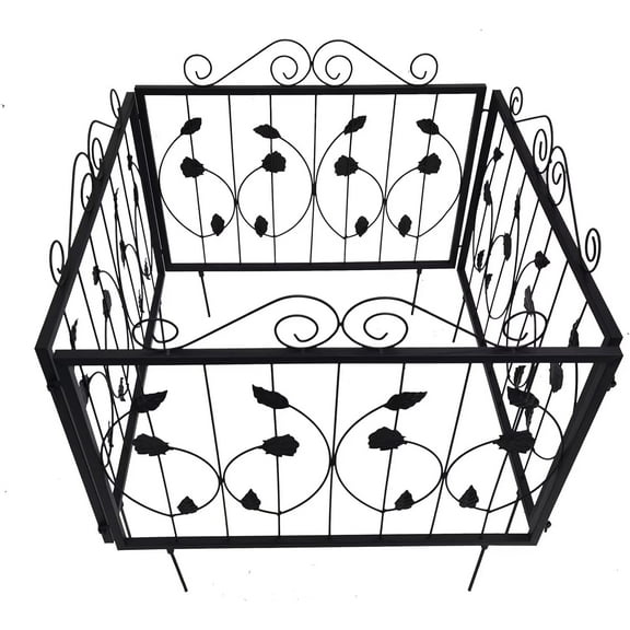 Hobloc Decorative Garden Fence Fencing 4 Panels, 7.9ft (L) x 23.6in(H) Rustproof Metal Wire Border Animal Barrier for Dog, Flower Edging for Yard Landscape Patio Outdoor Decor