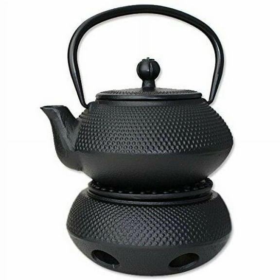 Hobnail Iron Teapot + Warmer - Japanese Antique 24 Fl Oz Black Small Dot Cast Iron Teapot Tetsubin with Infuser / Gift / Birthday gift / Kitchen / Teapot / idea for gift teaaana price $90