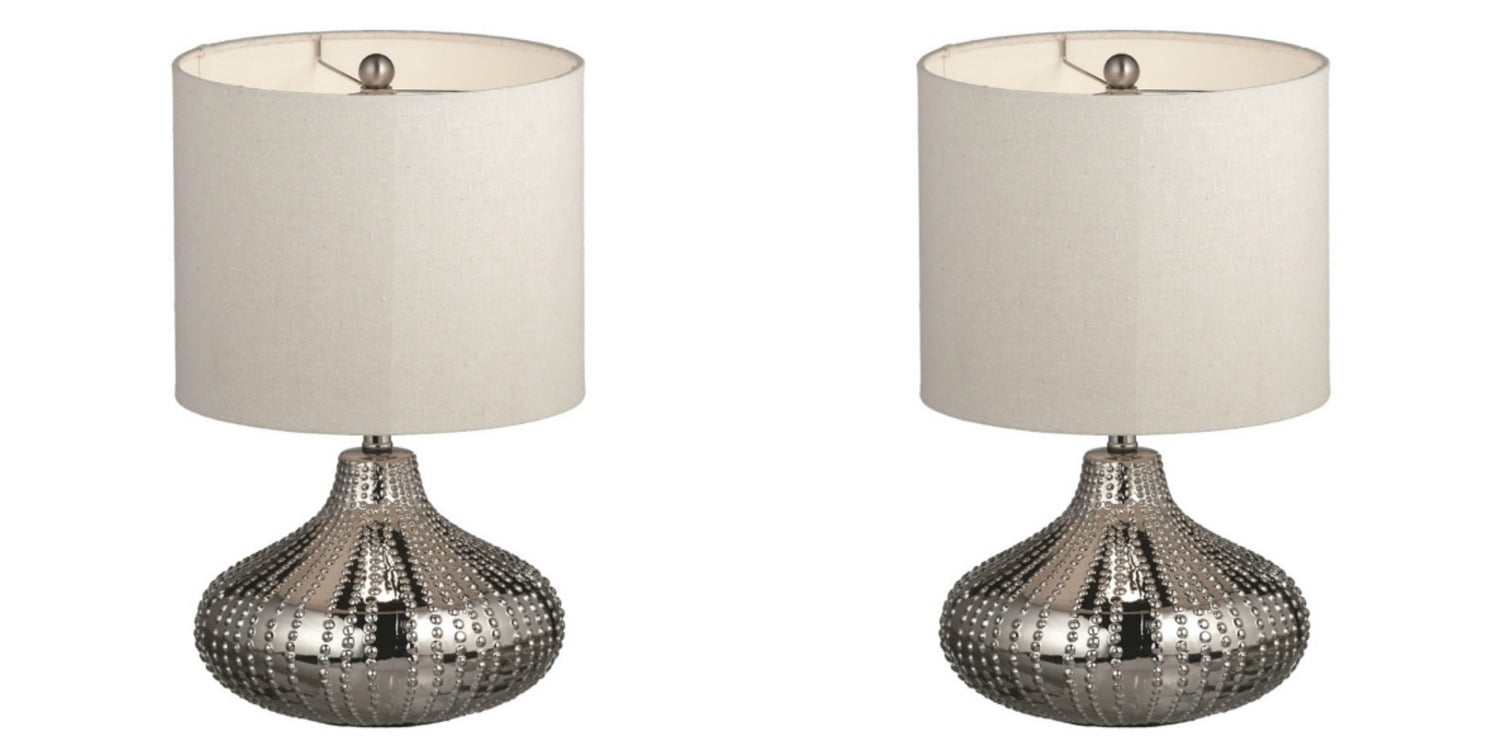 Hobnail Silver Table Lamps Ceramic 17 Inch Set of 2 Midwest CBK ...