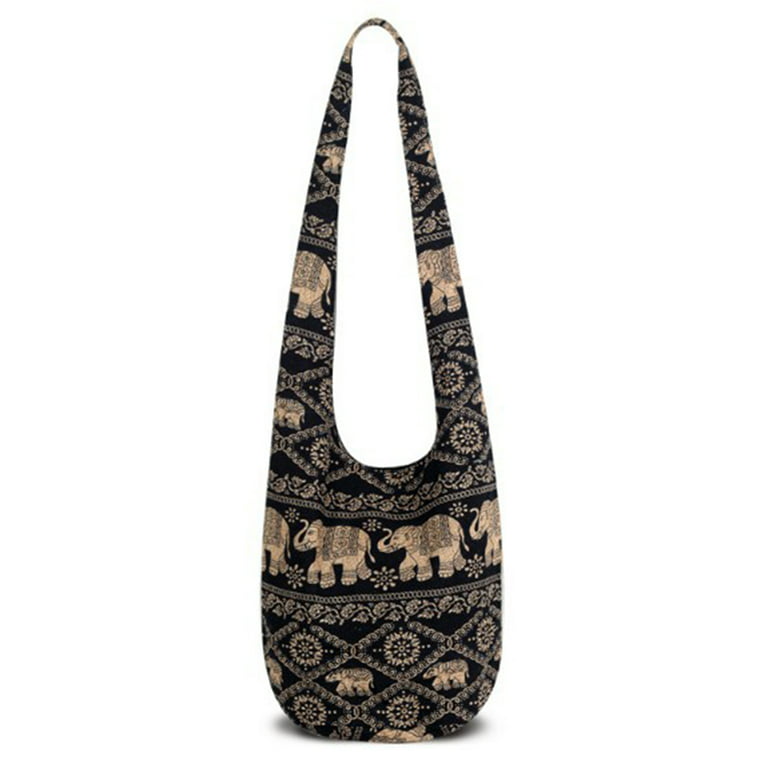 QingY Hobo Bag Hippie Shoulder Bag Cotton Canvas Hippie Bag Thai Crossbody Bag Boho Bags for Women(Khaki), Women's, Green