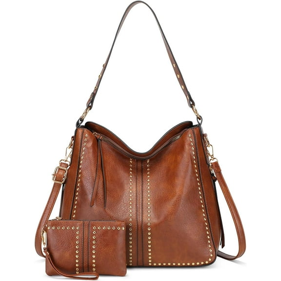 Hobo Bags for Women Handbags Purse and Wallet Set Large Hobo Crossbody Bags Fashion Vegan Leather Tote Bag 2pcs