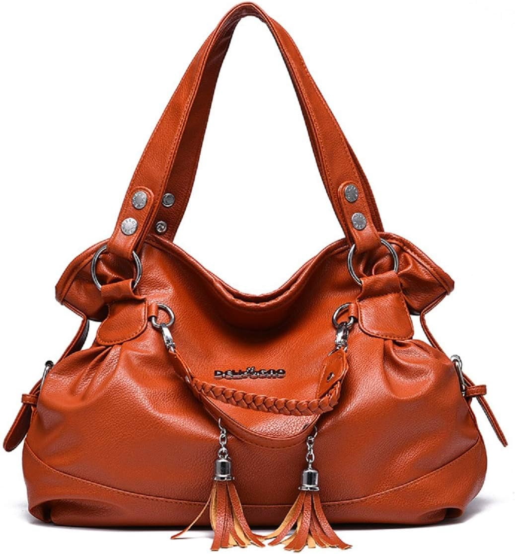 Hobo Bags for Women PU Leather Purses and Handbags Shoulder Bag Top-Handle Bags with Tassel