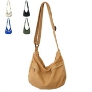 Hobo Crossbody Bag Canvas Casual Messenger Bag Canvas Shouder Tote Handbag for Women and Men(Dark Brown,L/XL)