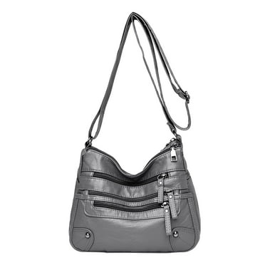 Hobo Crossbody Shoulder Bags for Women Leather Multi Zipper Pockets Satchel Handbag Tote Purses Ladies