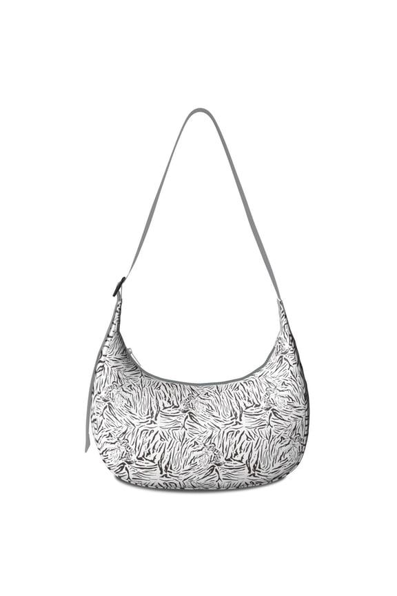 Hobo Shoulder Bag for Women – Adjustable Strap, Roaring Tiger Wild Print, Floral Tribal Pattern, Comfortable Everyday Crossbody Purse with Artistic Painting Design