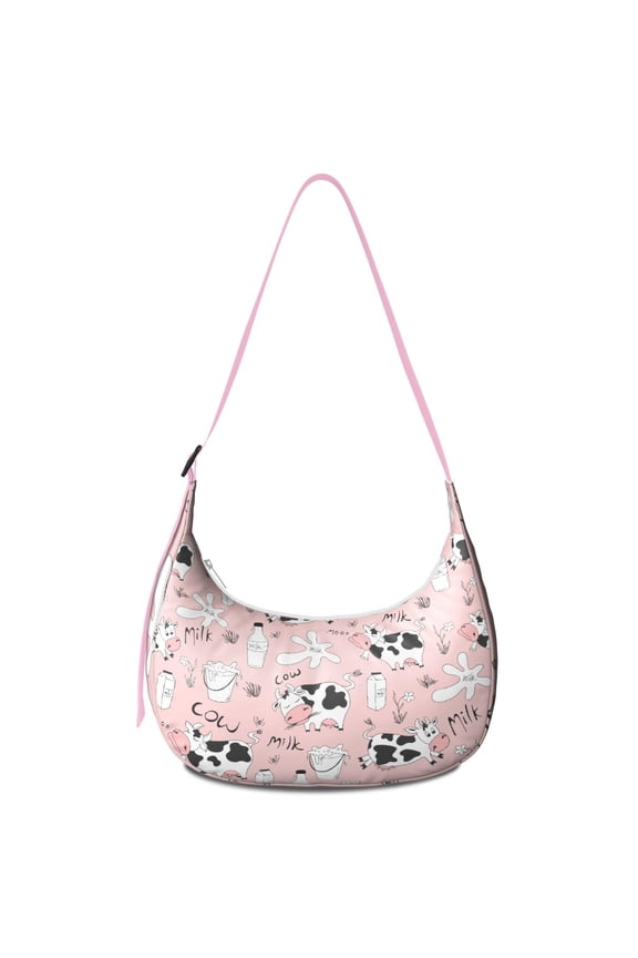 Hobo Shoulder Bag for Women – Adjustable Strap, Funny Highland Cow and Bull Pattern, Farm Rustic Design, Comfortable Crossbody Purse