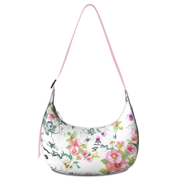 Hobo Shoulder Bag for Women – Adjustable Strap, Rustic Floral and Skull Print, Retro Floral and Leopard Pattern, Durable Water-Resistant Purse