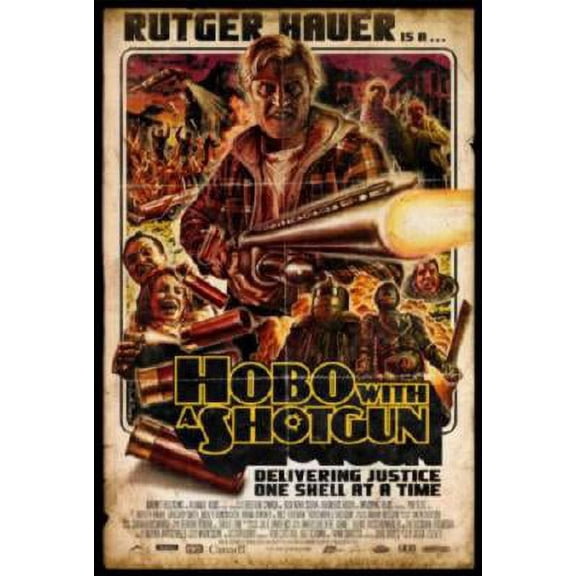 Hobo With A Shotgun Movie Poster Rutger Hauer Metal Sign 8Inx 12In Print On Metal 8x12 Square Adults Best Posters