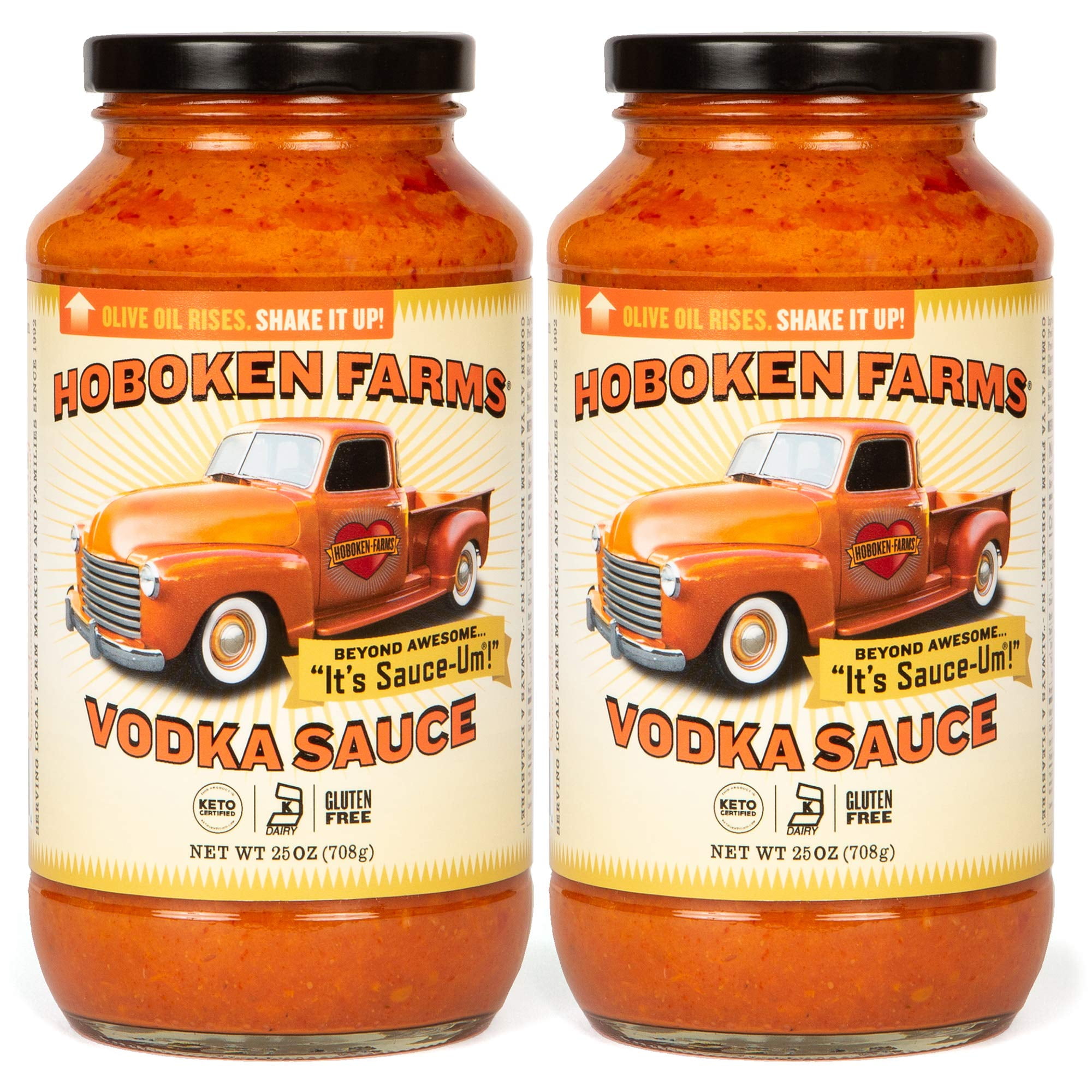 Hoboken Farms Vodka Sauce - No Sugar Added, Low Sodium, Non-GMO, Preservative-Free, Low Carb, Keto - Better For You Pasta Sauce! (25oz, Pack of 2)ZAZK-267