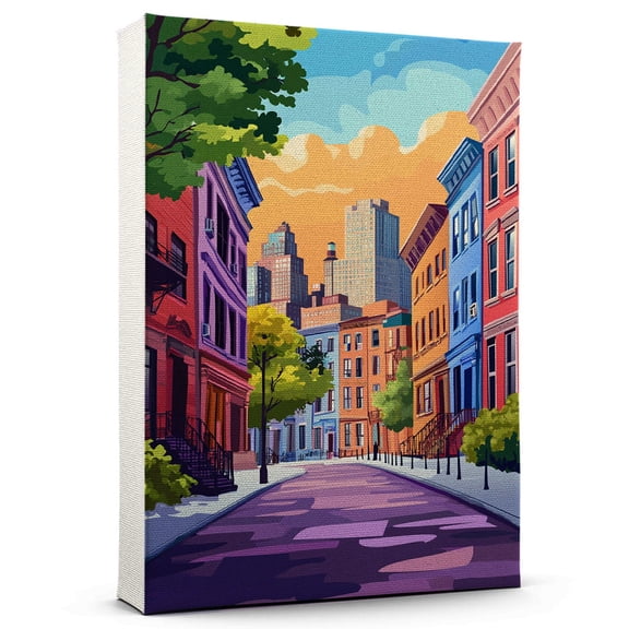 Hoboken Travel Canvas, New Jersey Canvas Print vintage, Colorful Hoboken Decor City Road, New Jersey Pictures Wall Art - 102AZ596