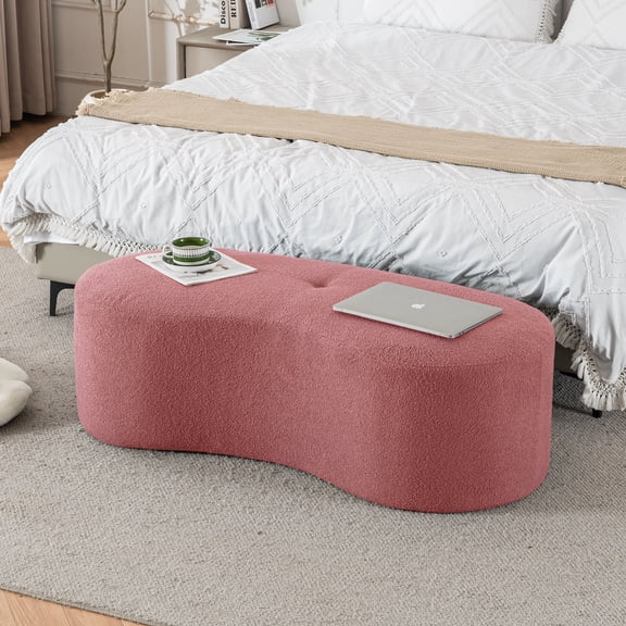 Hobooment 51" Ottoman Footrest for Living Room, Entryway, Window Side Bench, Pink